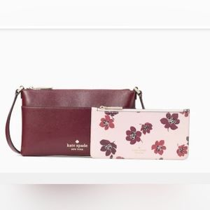Kate Spade Sadie Crossbody Bag & Wallet Set Deep Berry